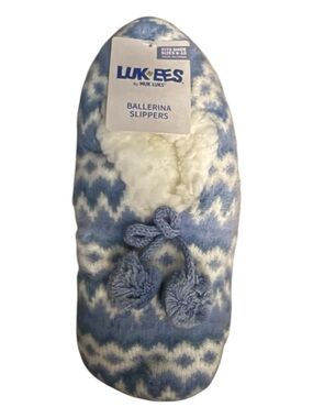 Ballerina Slippers - Blue & White Knit